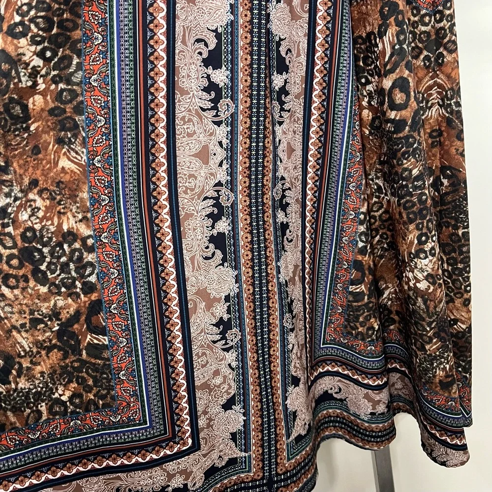 Umgee Women’s MEDIUM Boho Maxi Skirt Elastic Waist Drawstrings Animal Paisley